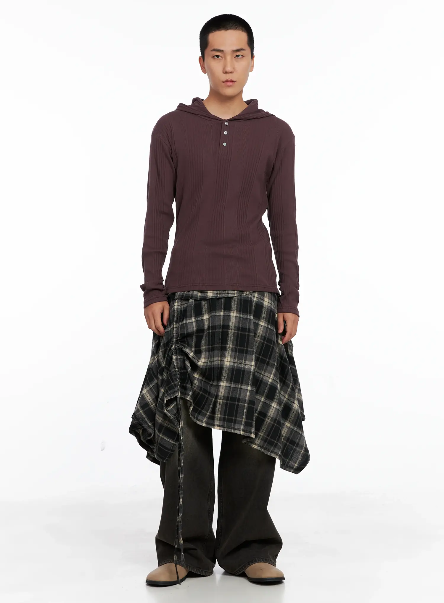 Men's Henley Neck Long Sleeve Hoodie IS502 - Image 7