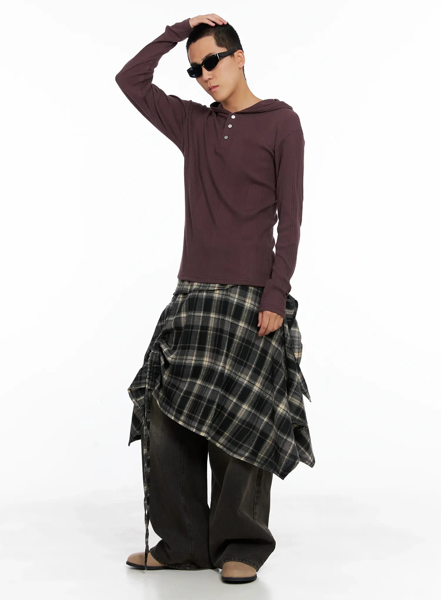 Men's Henley Neck Long Sleeve Hoodie IS502 - Image 9