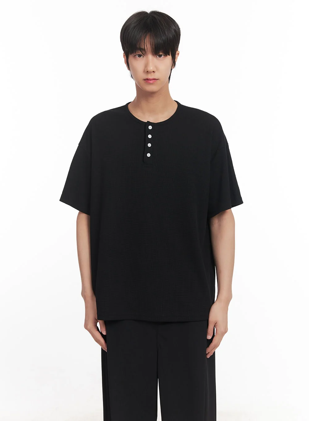 Men's Henley Neck Relaxed-Fit T-Shirt IA510 - Image 11