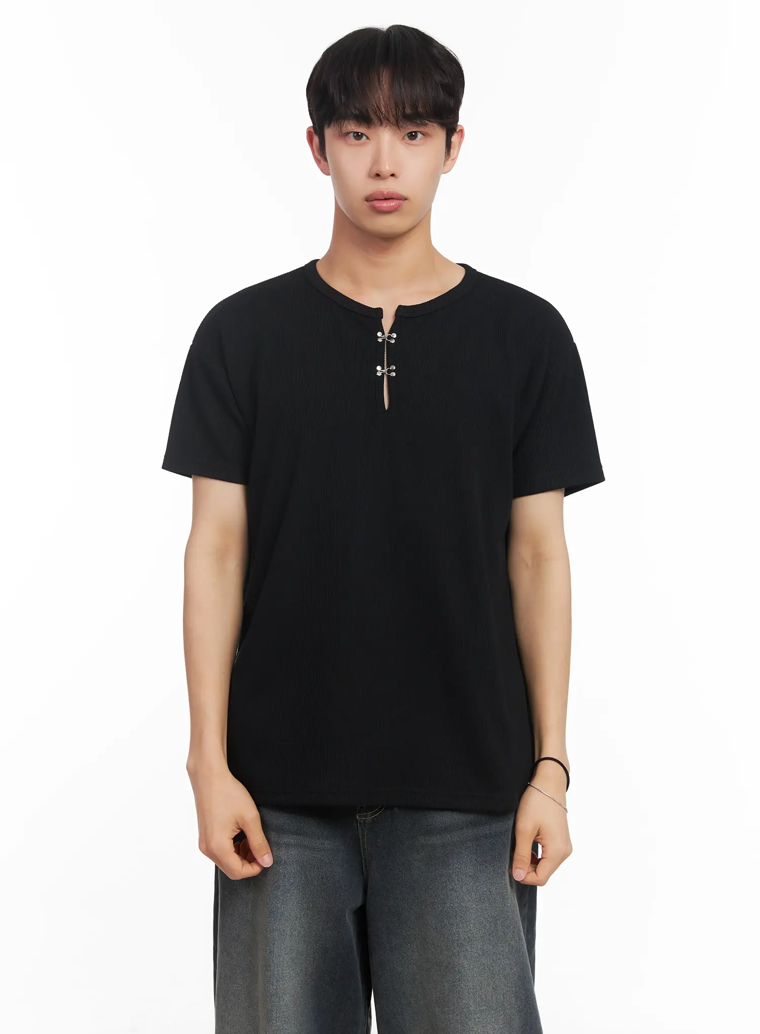 Men's Henley Neck Short-Sleeve Tee IU519 - Image 16
