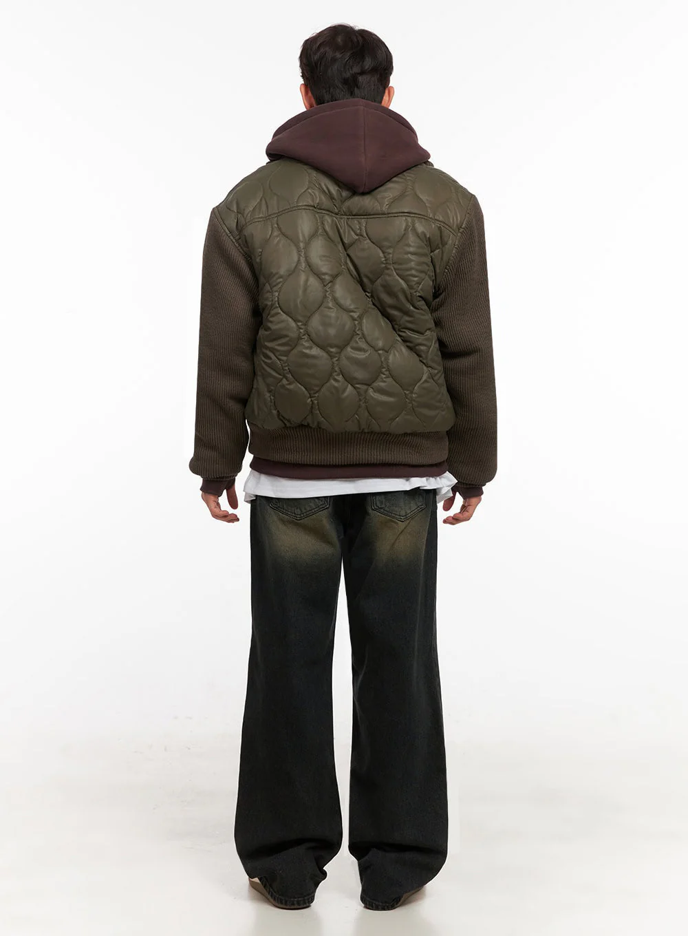 Men's Knit-Sleeve Quilted Bomber Jacket ID427 - Image 8