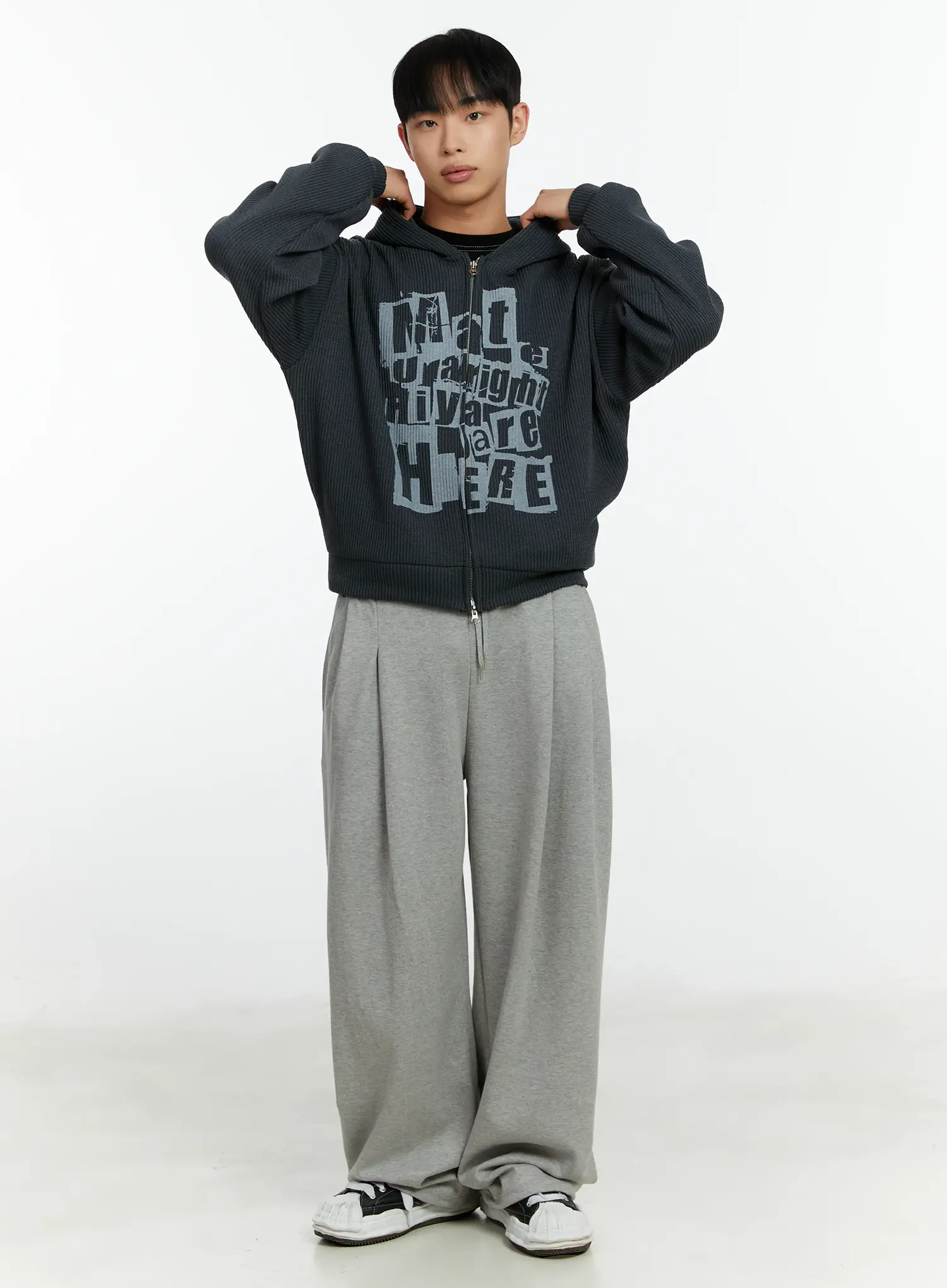 Men's Knit Two-Way Hoodie Zip-Up IF510