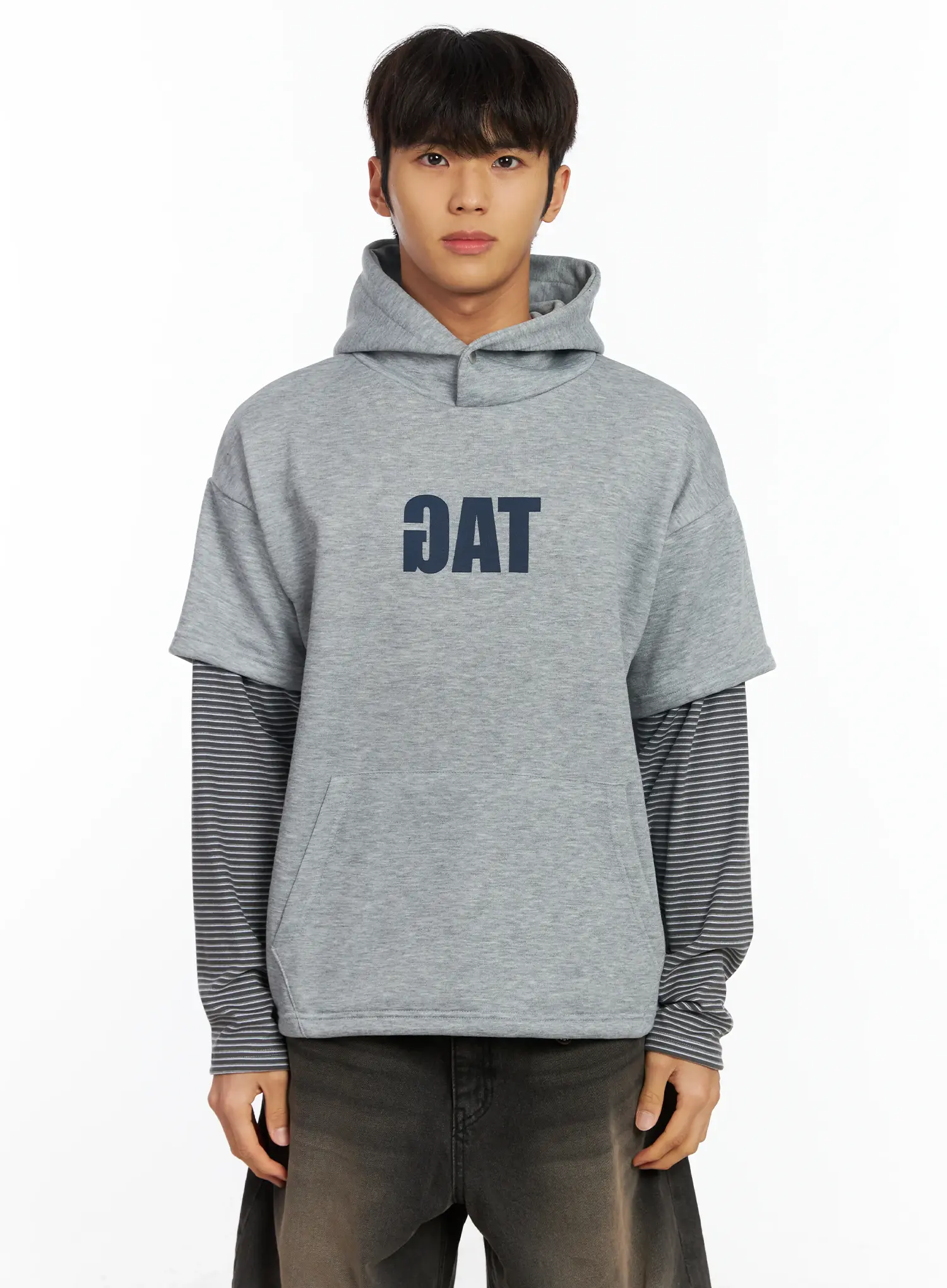 Men's Layered Graphic Hoodie IF506 - Image 10
