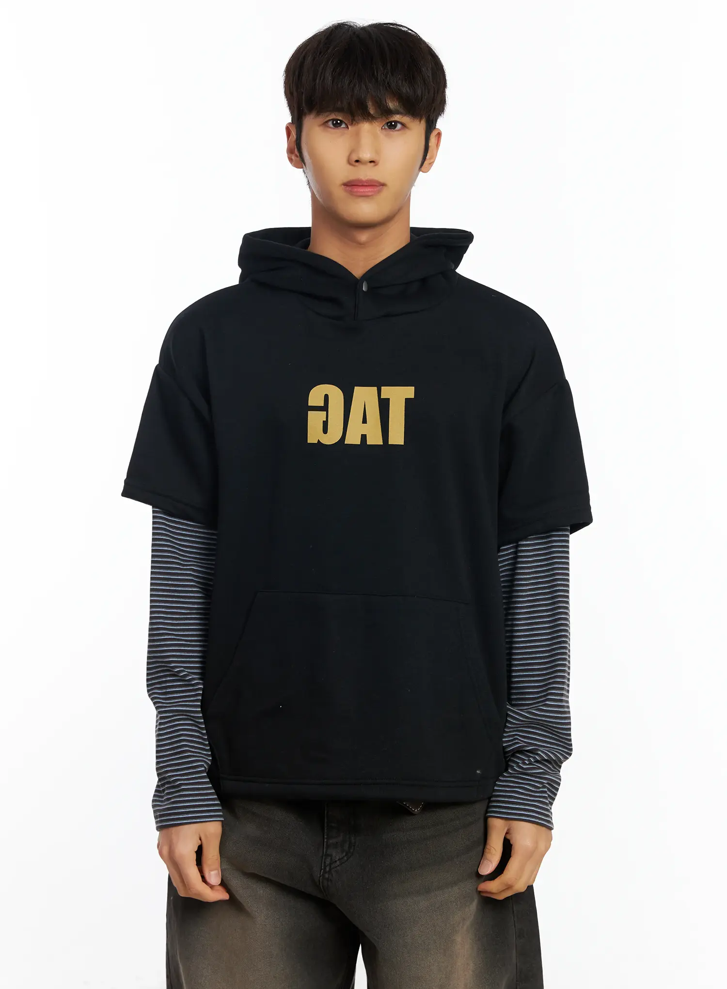 Men's Layered Graphic Hoodie IF506 - Image 11