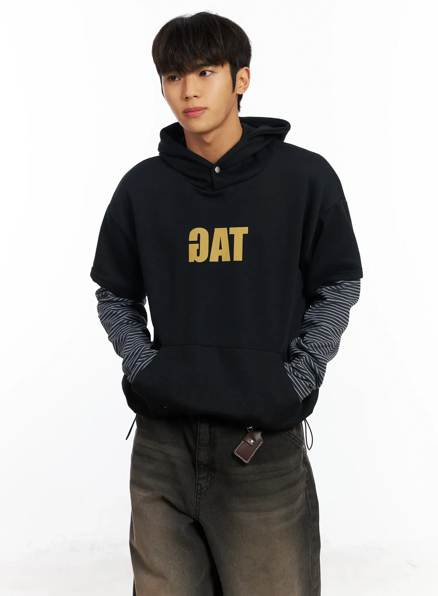 Men's Layered Graphic Hoodie IF506 - Image 2
