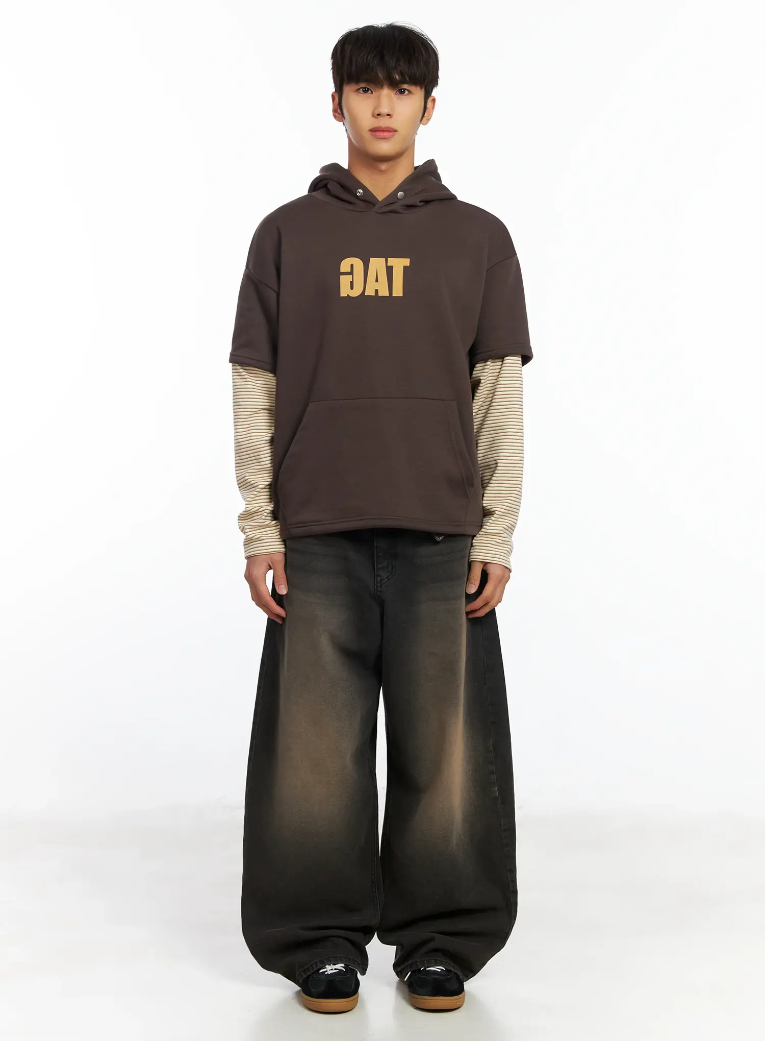 Men's Layered Graphic Hoodie IF506 - Image 3