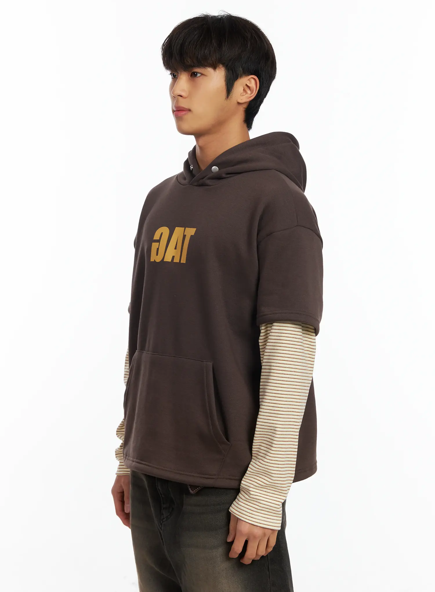 Men's Layered Graphic Hoodie IF506 - Image 4