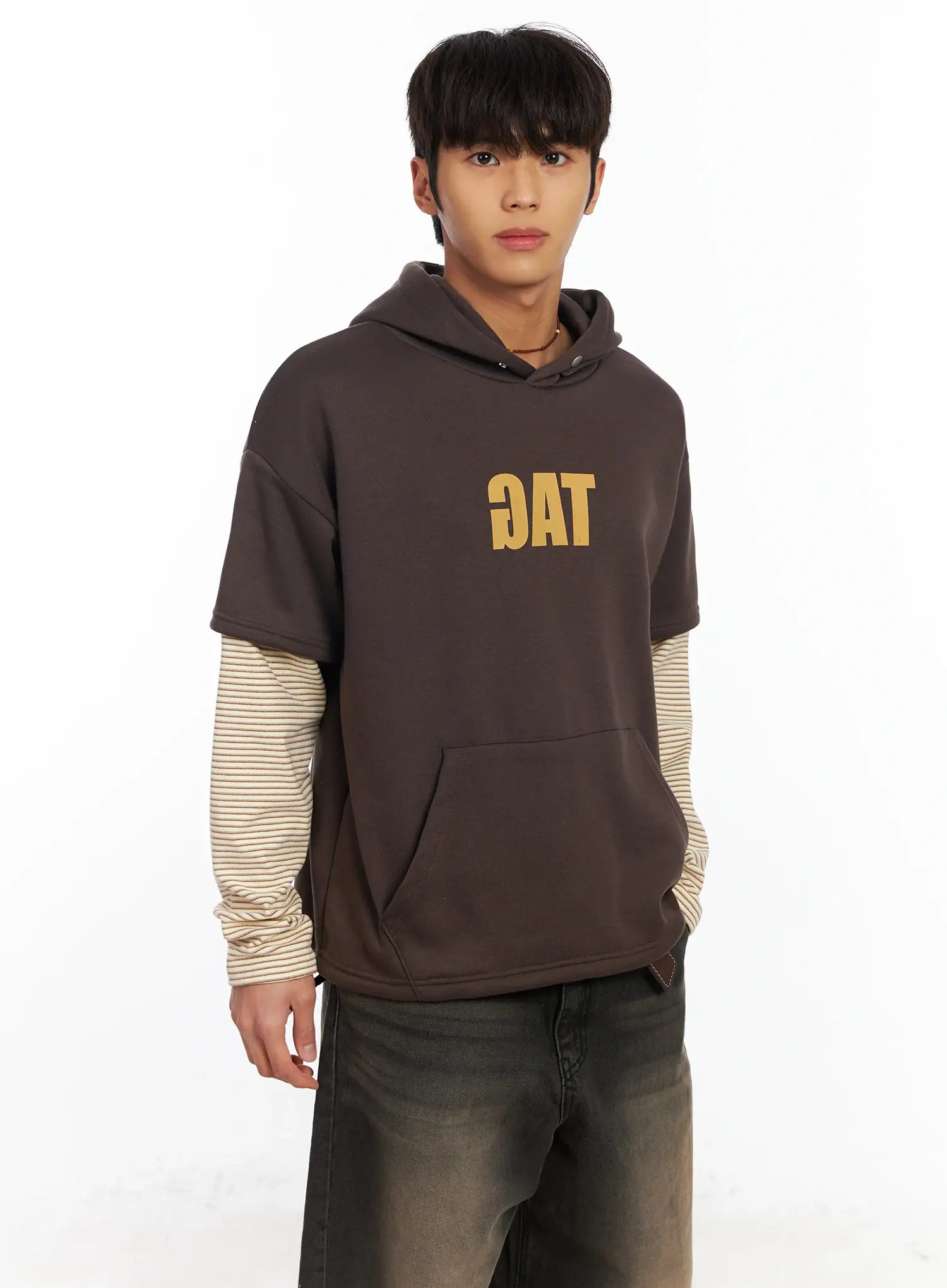 Men's Layered Graphic Hoodie IF506 - Image 6