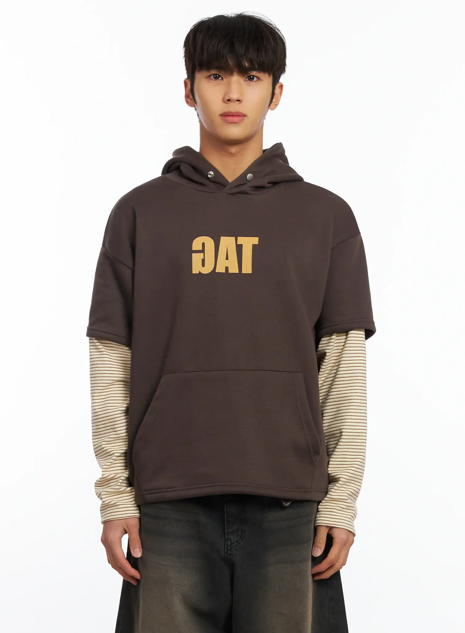 Men's Layered Graphic Hoodie IF506 - Image 8