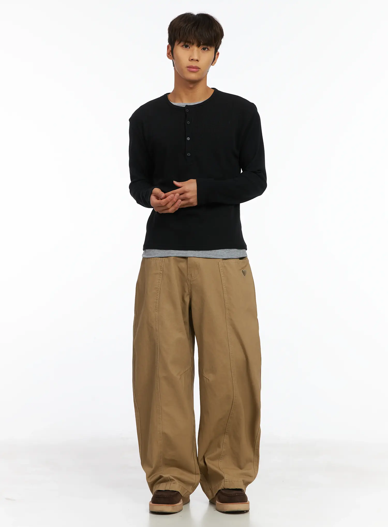 Men's Layered Waffle Henley Long Sleeve Shirt IJ514 - Image 10
