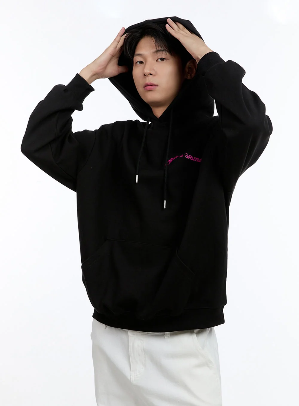 Men's Lettering Oversize Hoodie (Black) IG428
