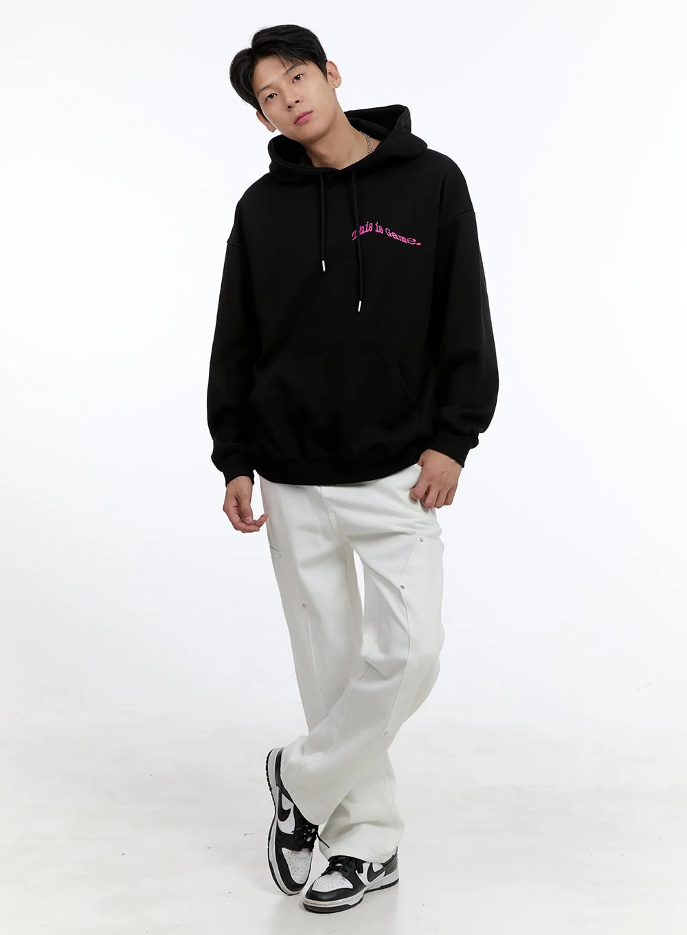 Men's Lettering Oversize Hoodie (Black) IG428 - Image 3