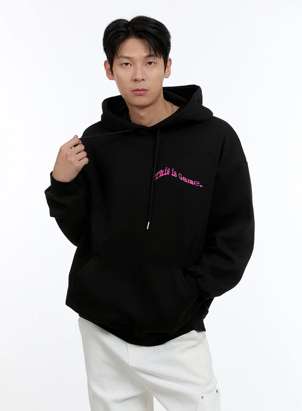 Men's Lettering Oversize Hoodie (Black) IG428 - Image 5