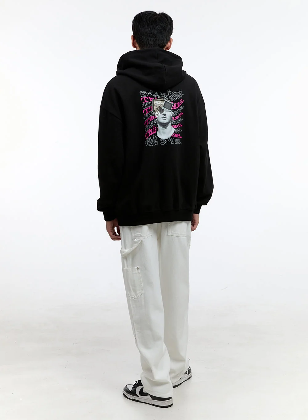 Men's Lettering Oversize Hoodie (Black) IG428 - Image 9
