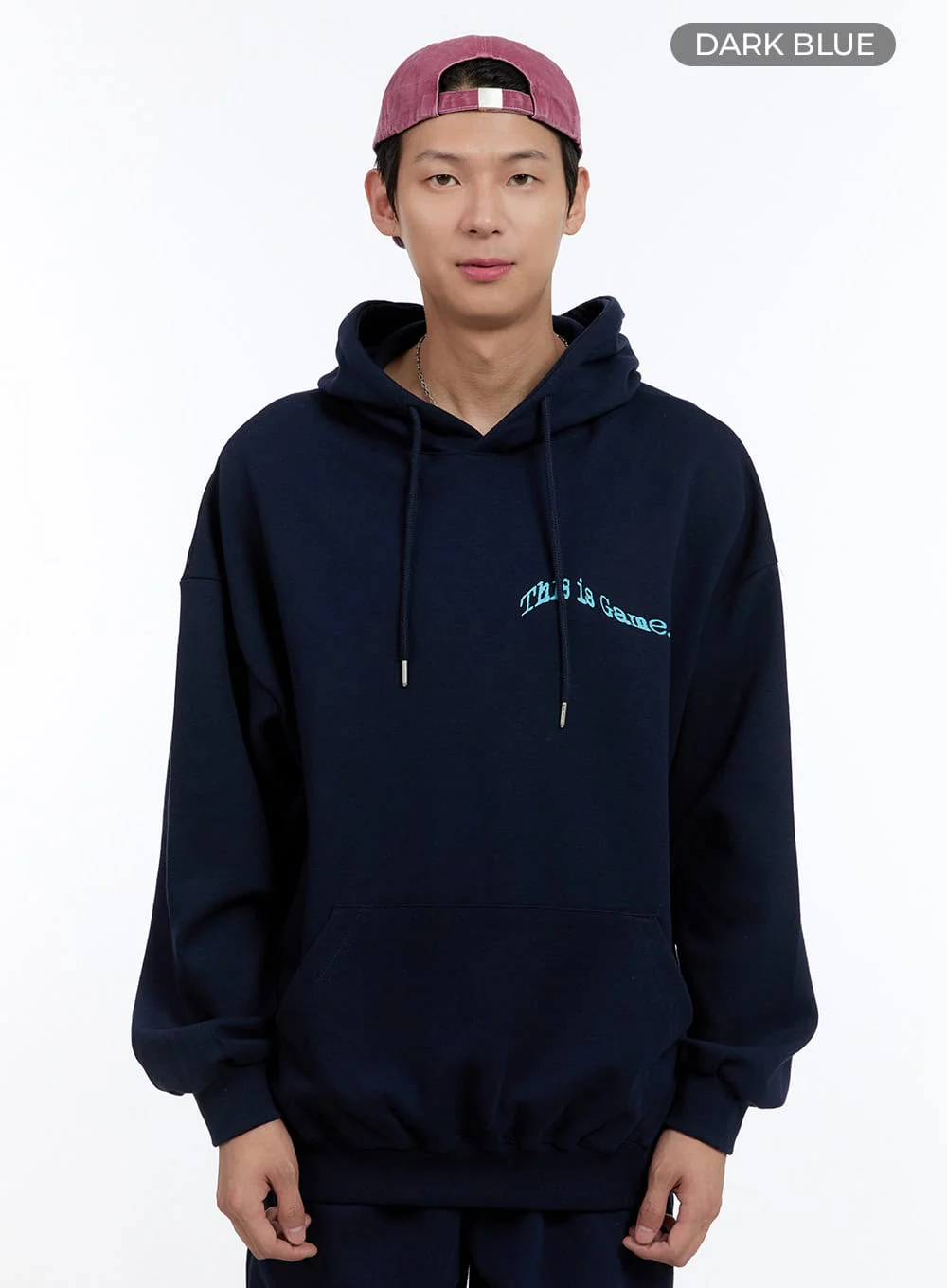 Men's Lettering Oversize Hoodie (Dark Blue) IG427 - Image 10