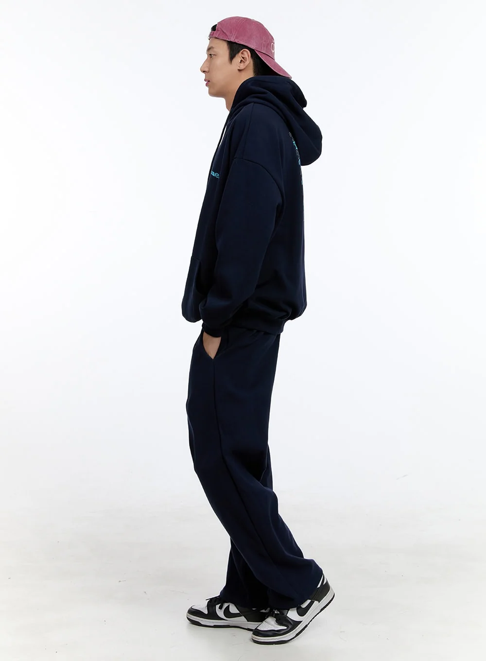 Men's Lettering Oversize Hoodie (Dark Blue) IG427 - Image 8