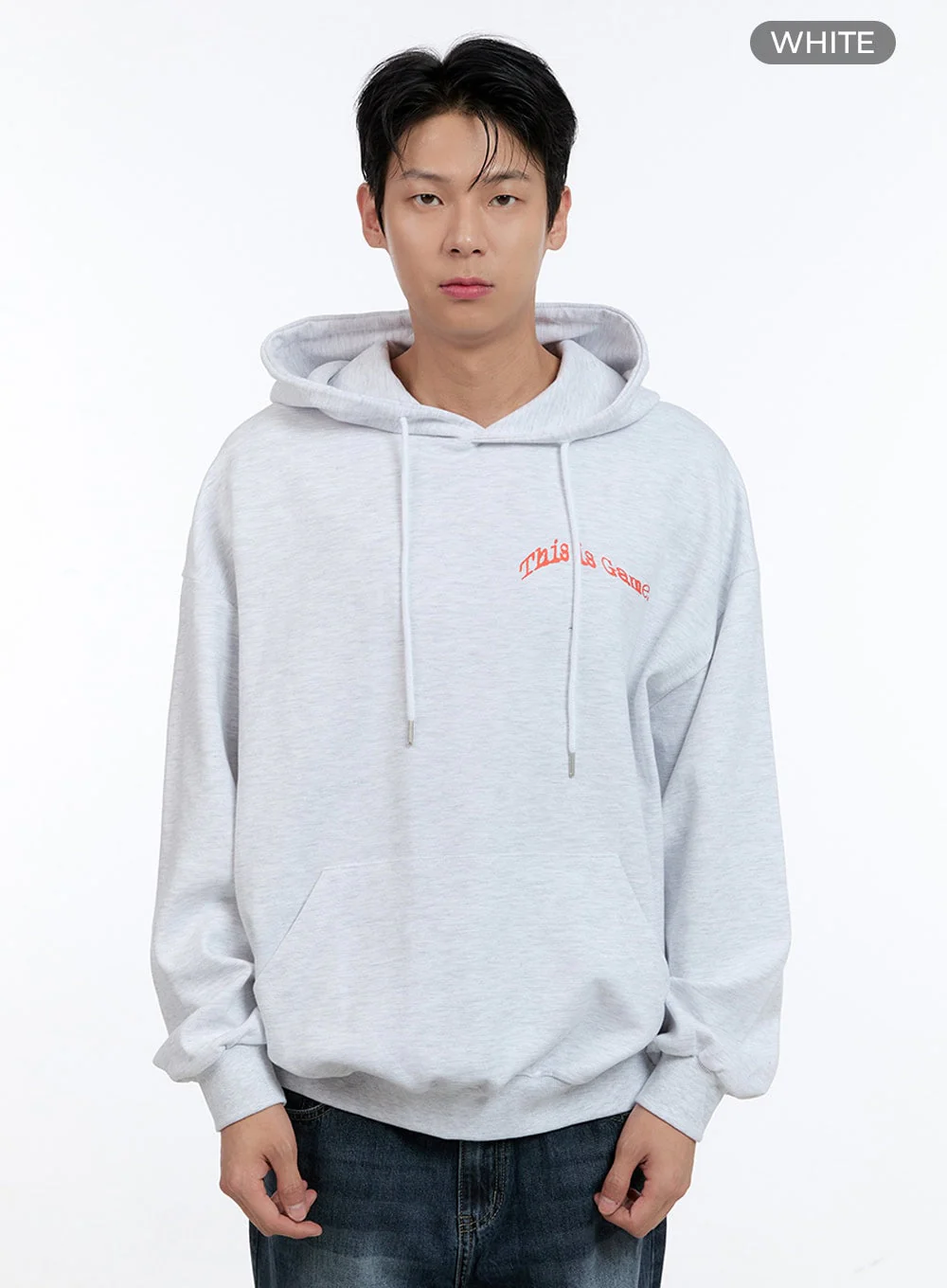 Men's Lettering Oversize Hoodie (White) IG428 - Image 10