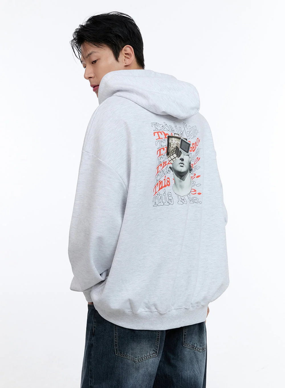 Men's Lettering Oversize Hoodie (White) IG428 - Image 16