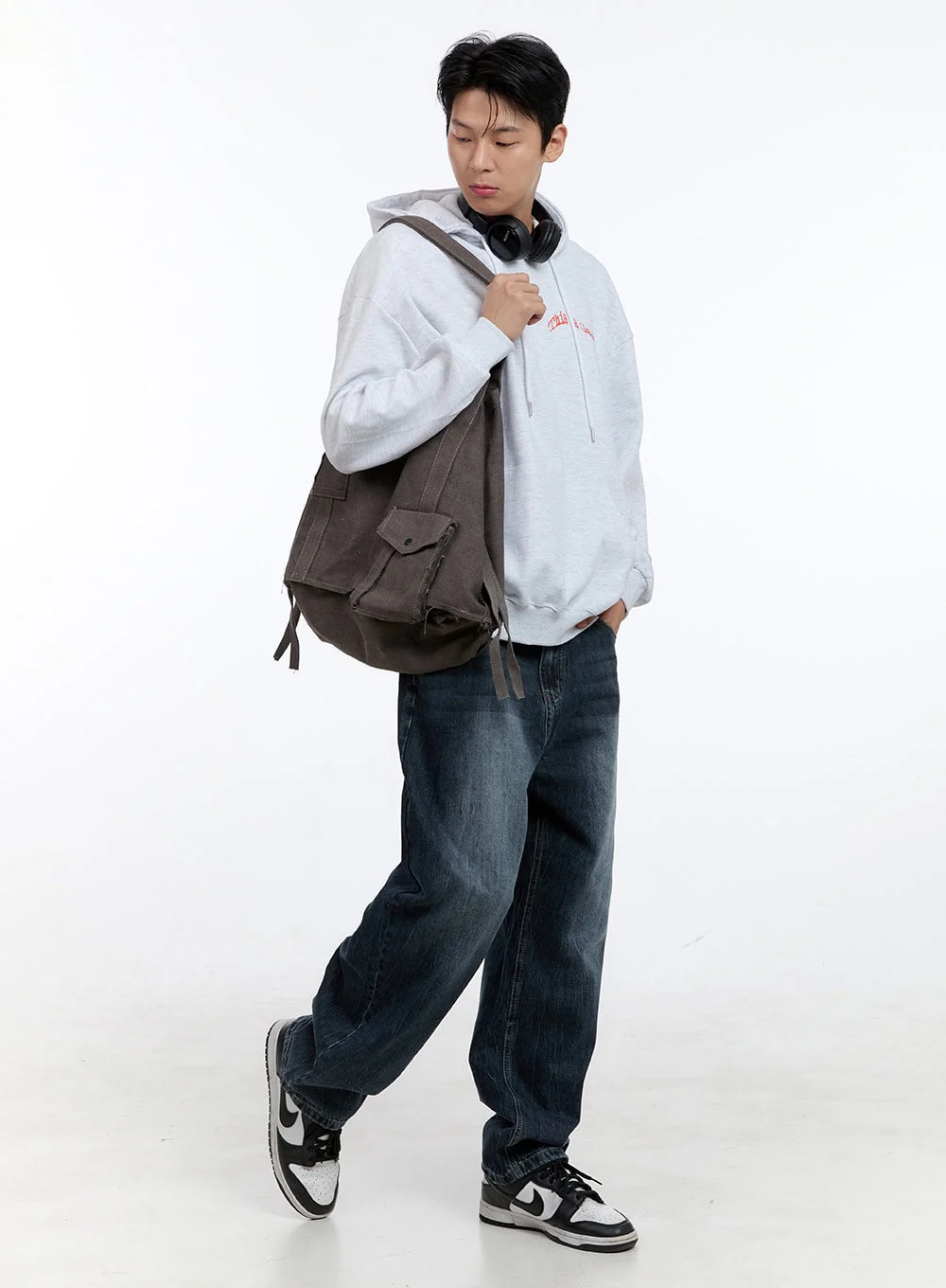 Men's Lettering Oversize Hoodie (White) IG428 - Image 2