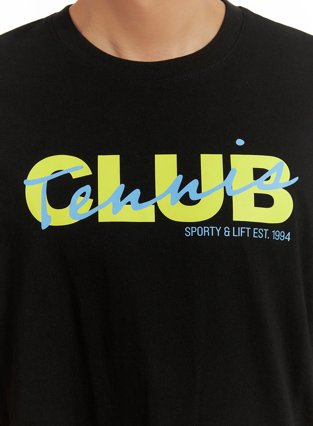 Men's Lettering Round Neck T-Shirt (Black) IU418 - Image 2