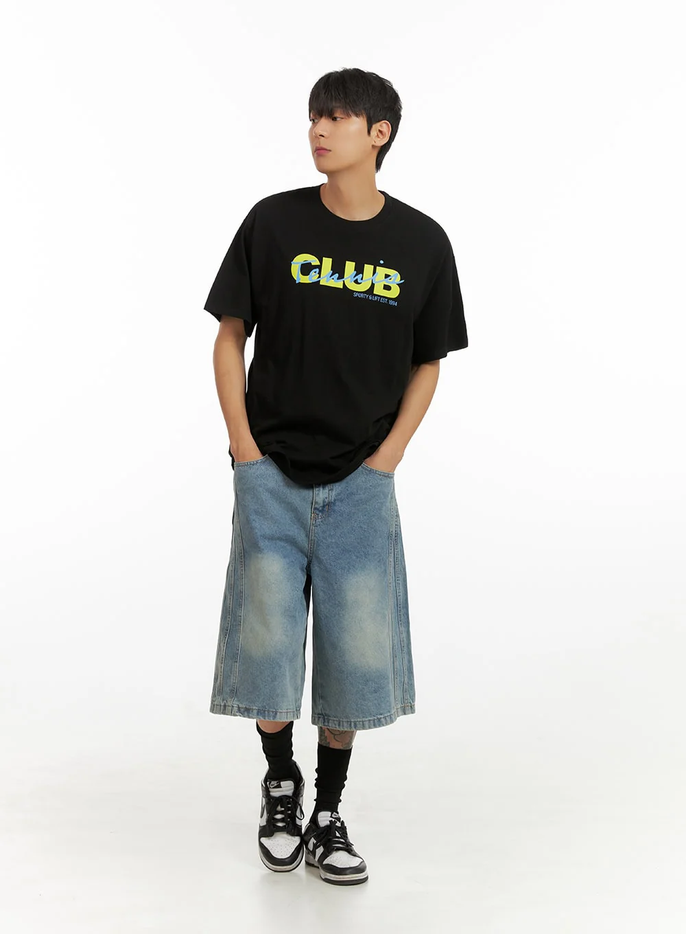 Men's Lettering Round Neck T-Shirt (Black) IU418 - Image 3