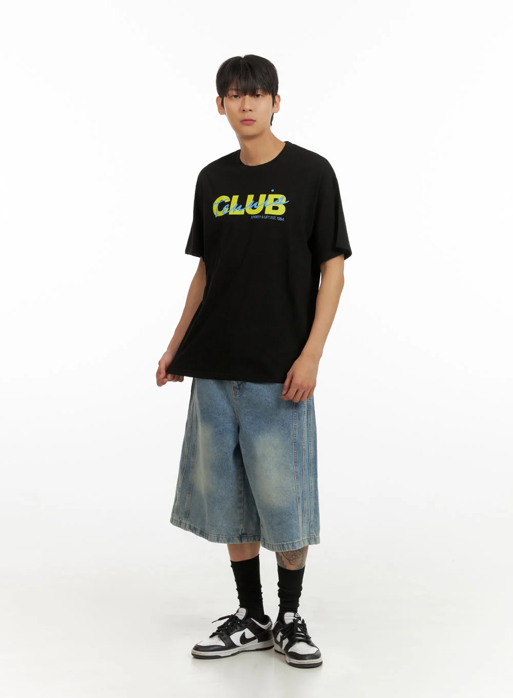 Men's Lettering Round Neck T-Shirt (Black) IU418 - Image 6
