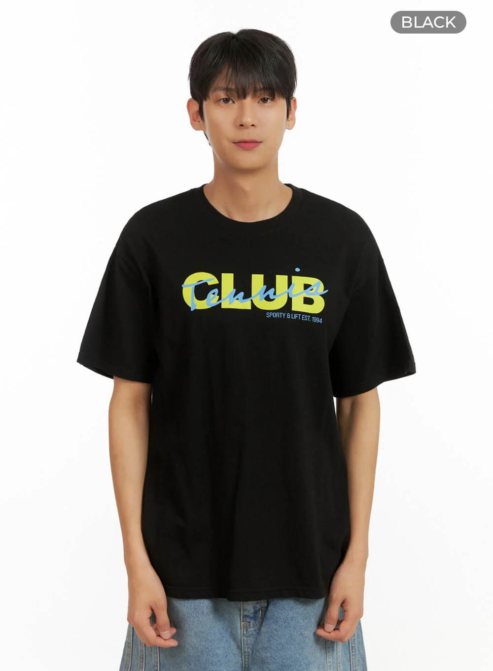 Men's Lettering Round Neck T-Shirt (Black) IU418 - Image 9