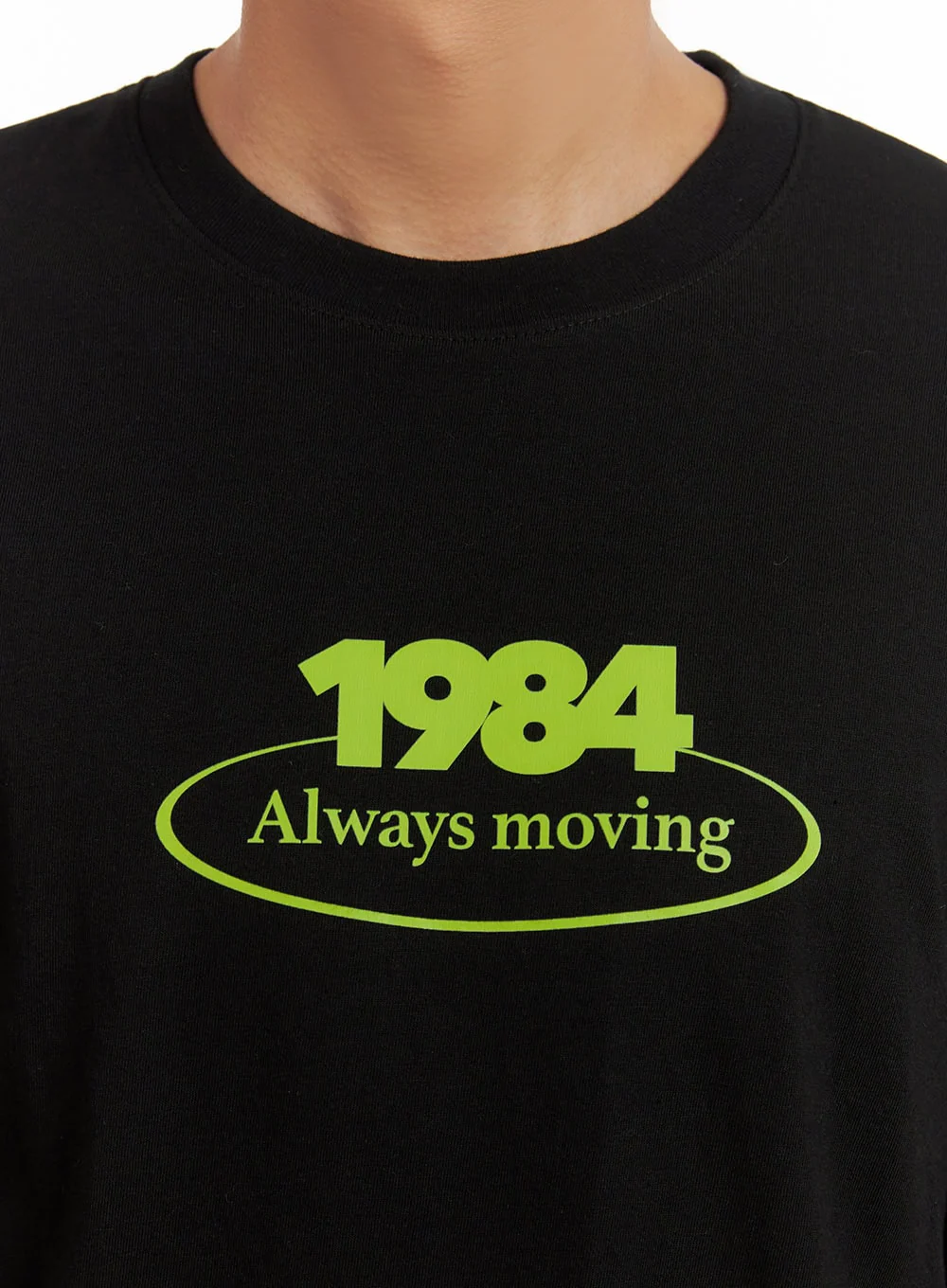 Men's Lettering Round Neck T-Shirt (Black) IU419 - Image 2