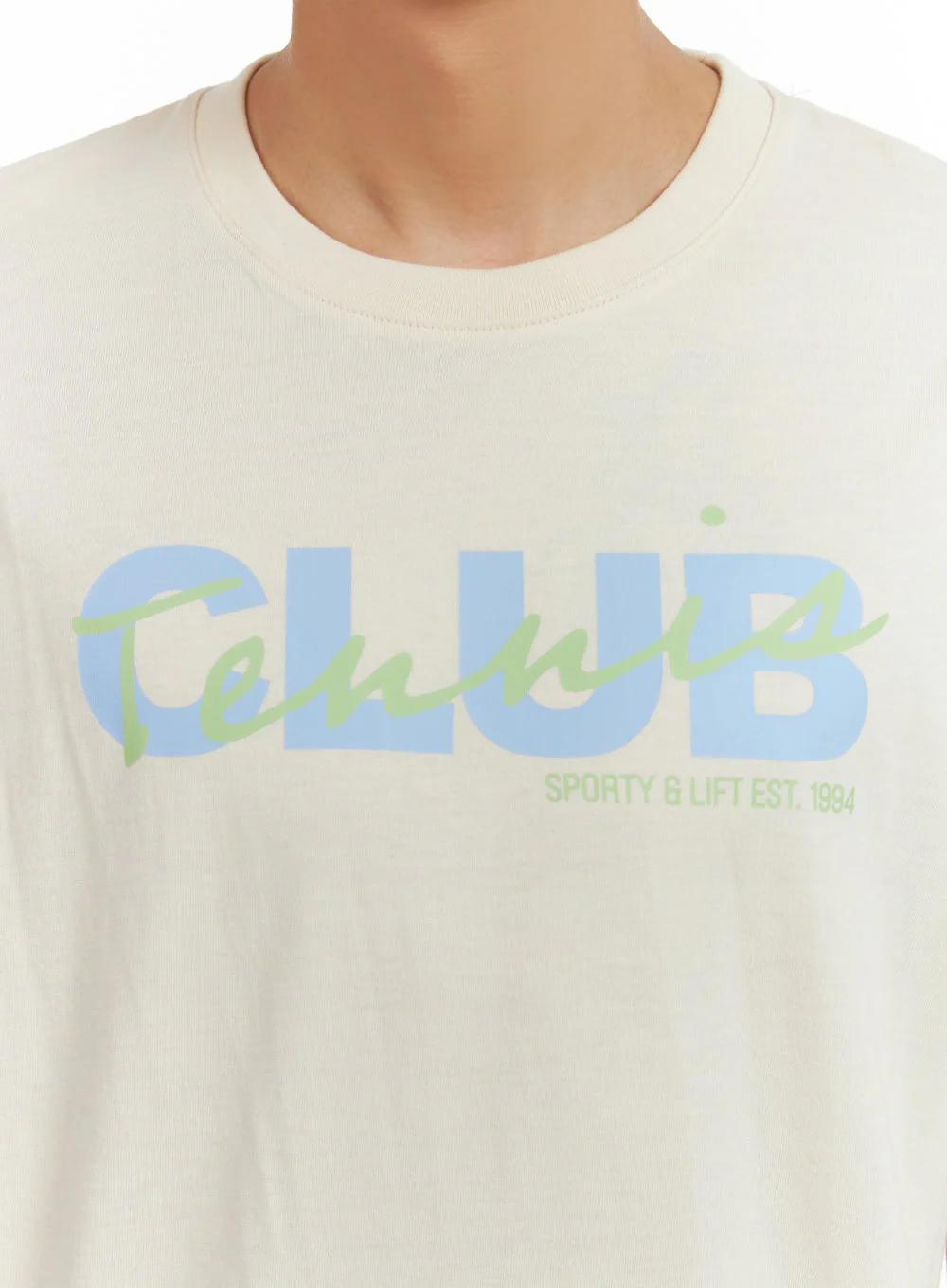 Men's Lettering Round Neck T-Shirt (Light Beige) IU419 - Image 2