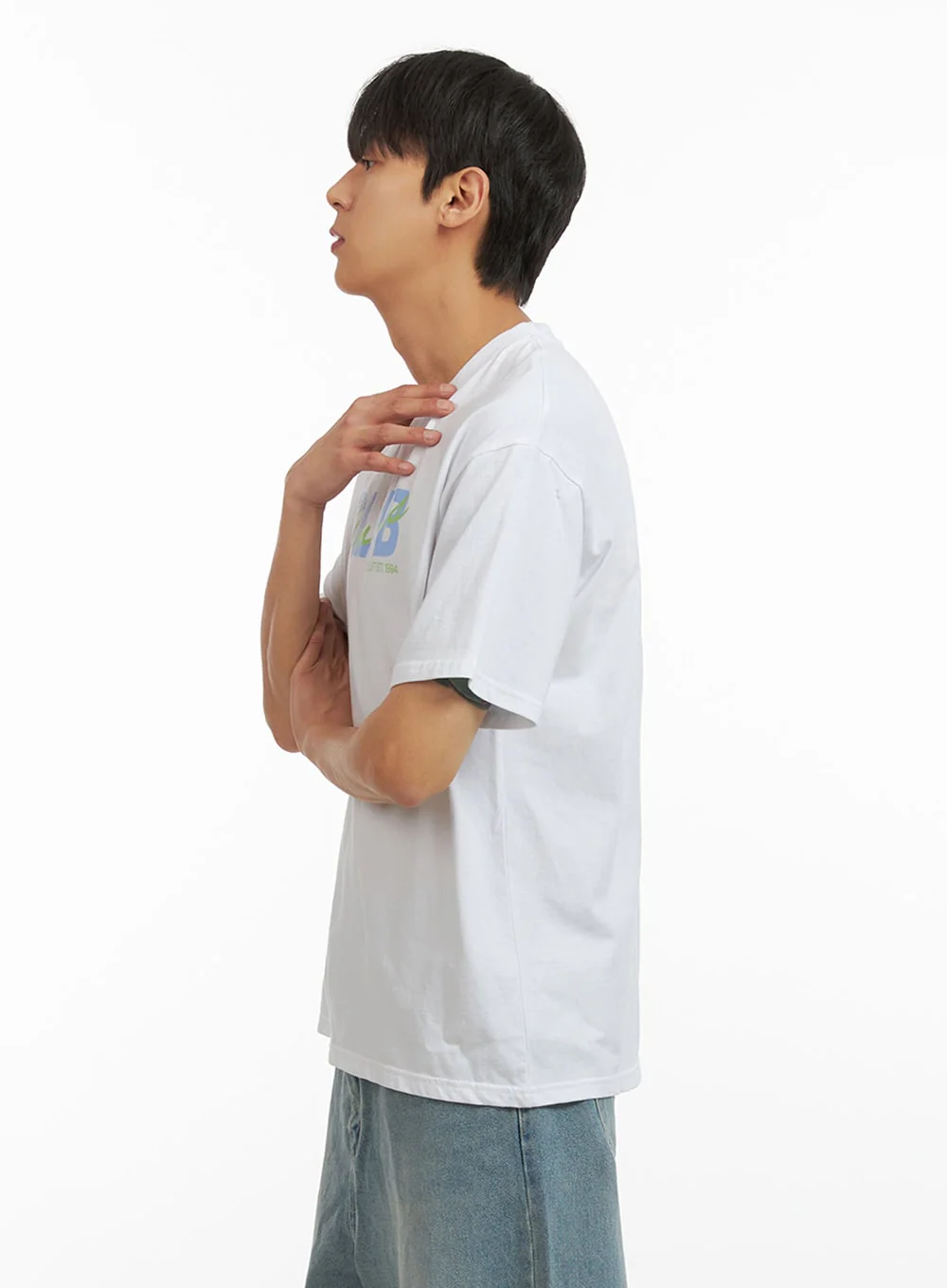 Men's Lettering Round Neck T-Shirt (White) IU419 - Image 4