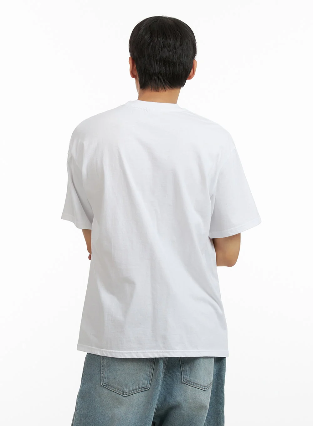 Men's Lettering Round Neck T-Shirt (White) IU419 - Image 5
