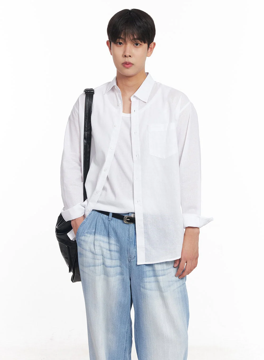 Men's Linen Collared Shirt IY522 - Image 3