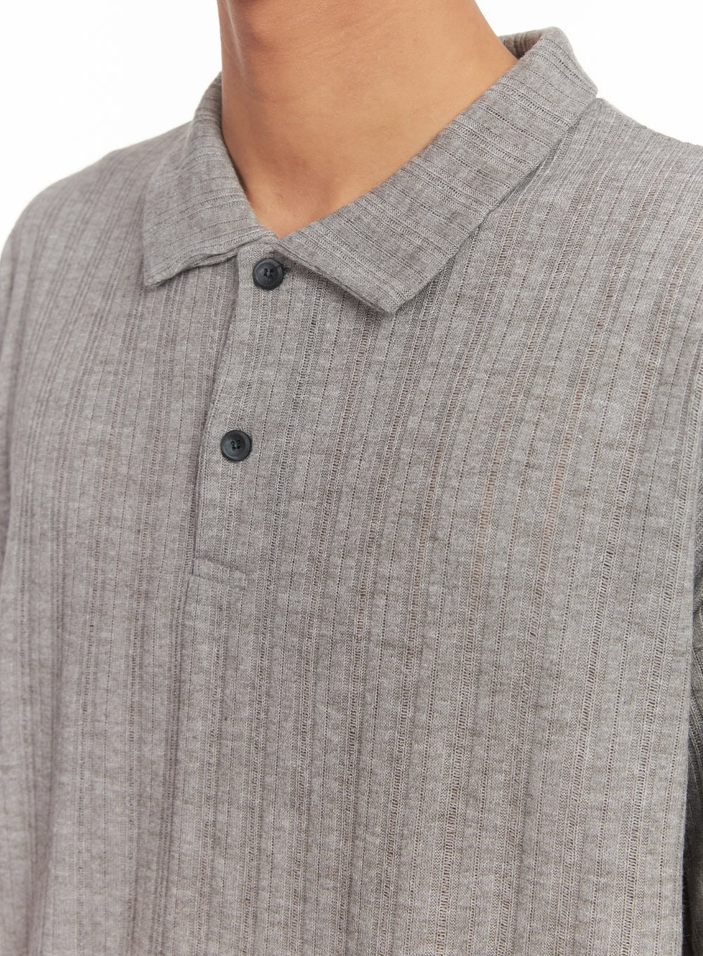 Men's Loose-Fit Collared Ribbed T-Shirt IA510 - Image 5