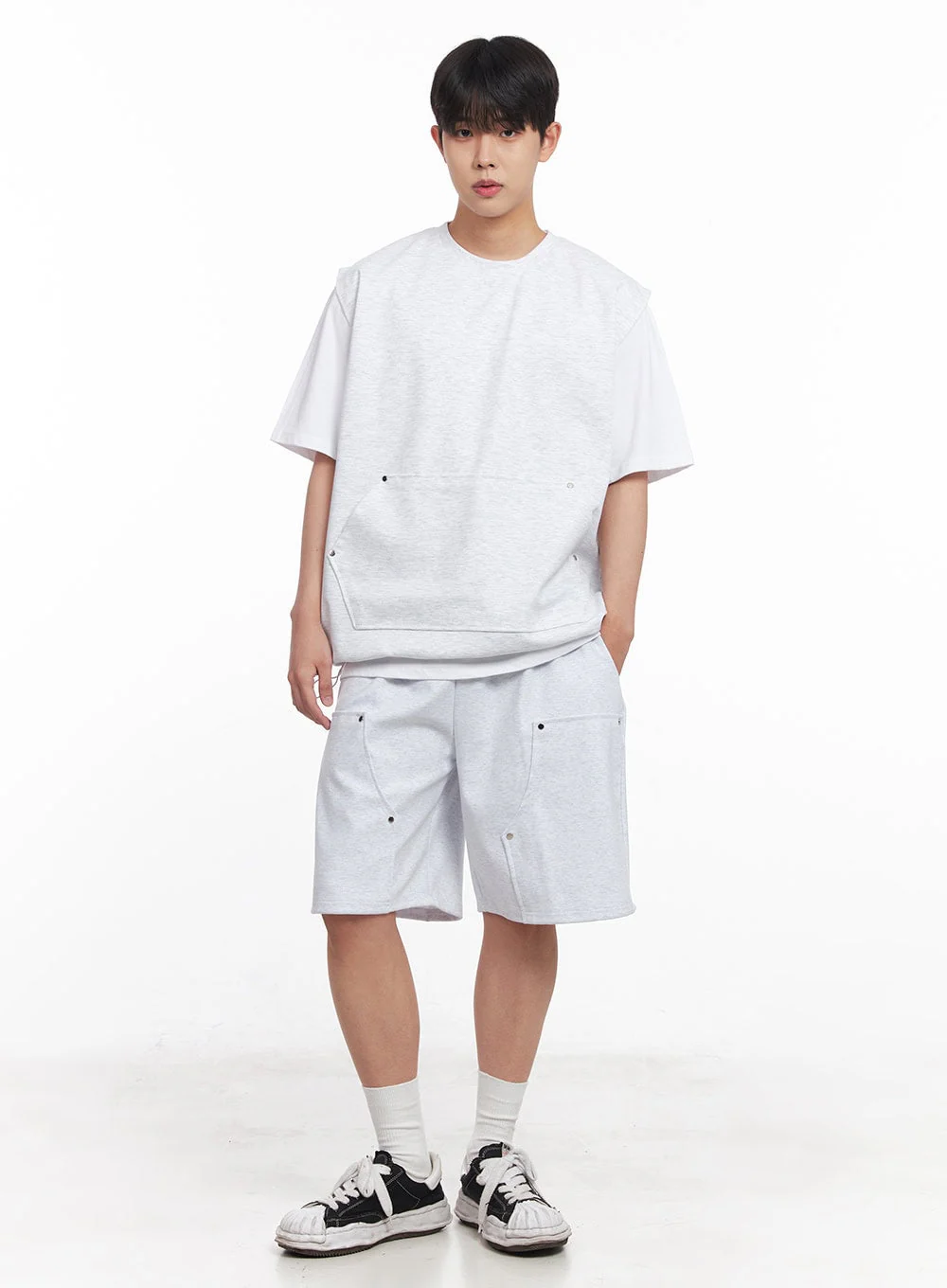 Men's Loose-Fit Cotton Pocketed Vest IY522 - Image 13