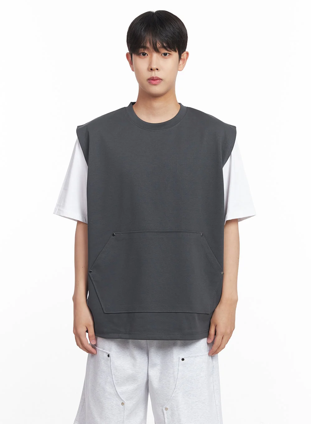 Men's Loose-Fit Cotton Pocketed Vest IY522 - Image 20