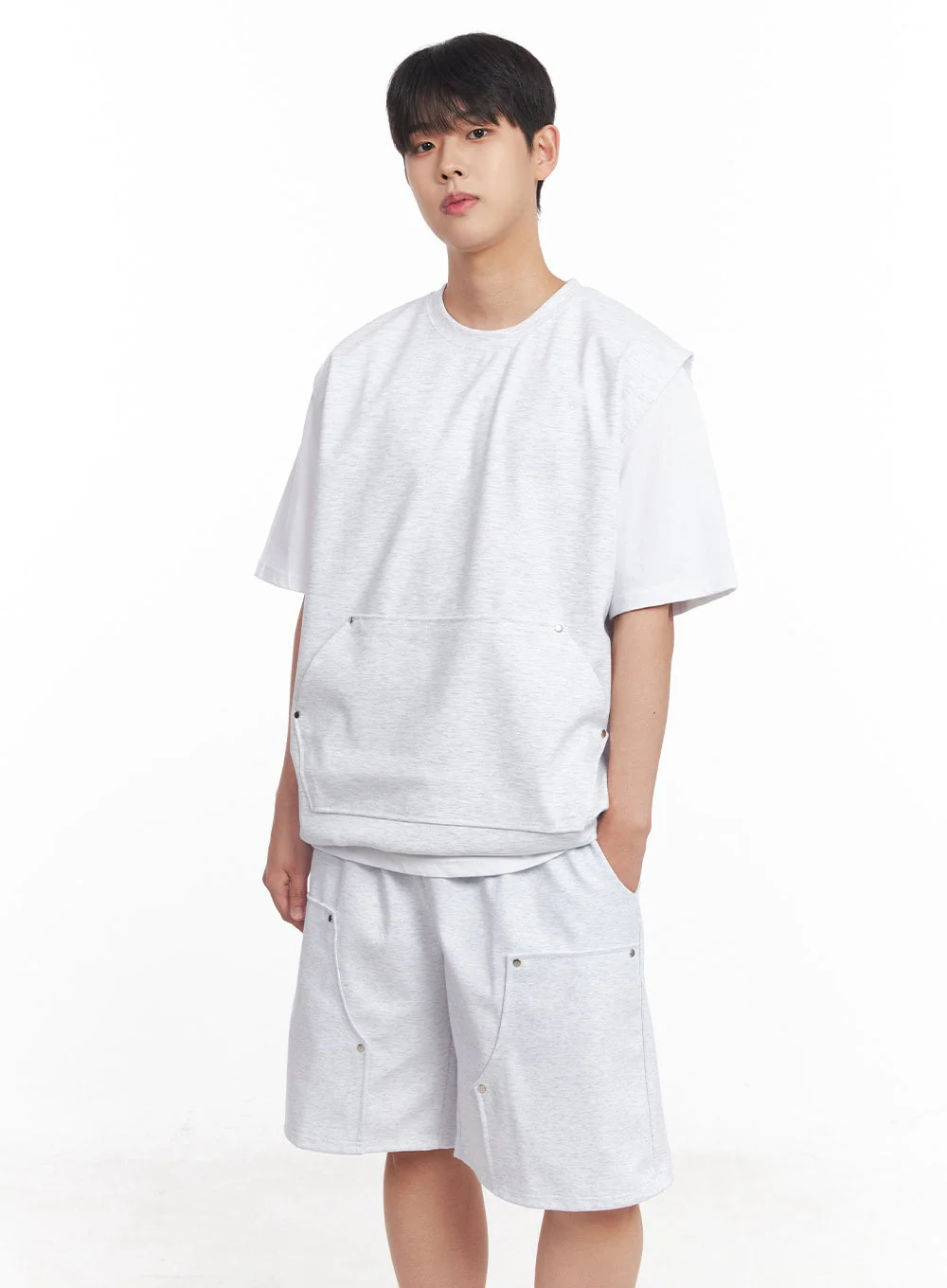 Men's Loose-Fit Cotton Pocketed Vest IY522 - Image 3