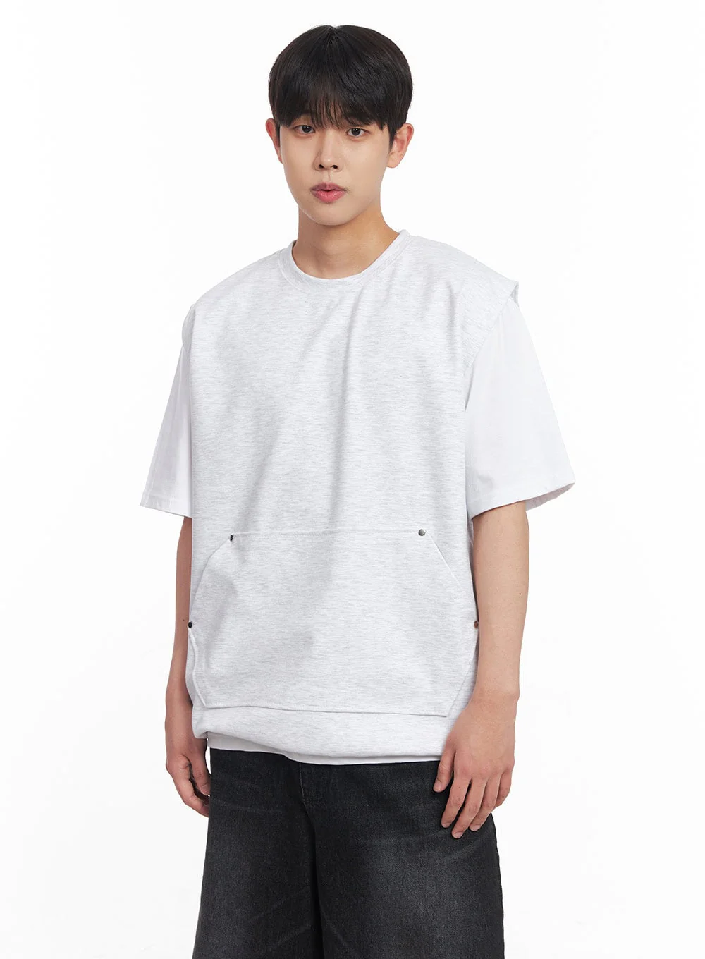 Men's Loose-Fit Cotton Pocketed Vest IY522 - Image 4