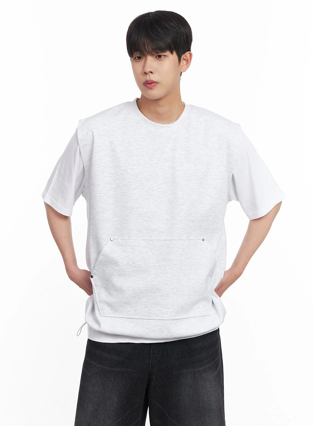 Men's Loose-Fit Cotton Pocketed Vest IY522 - Image 5