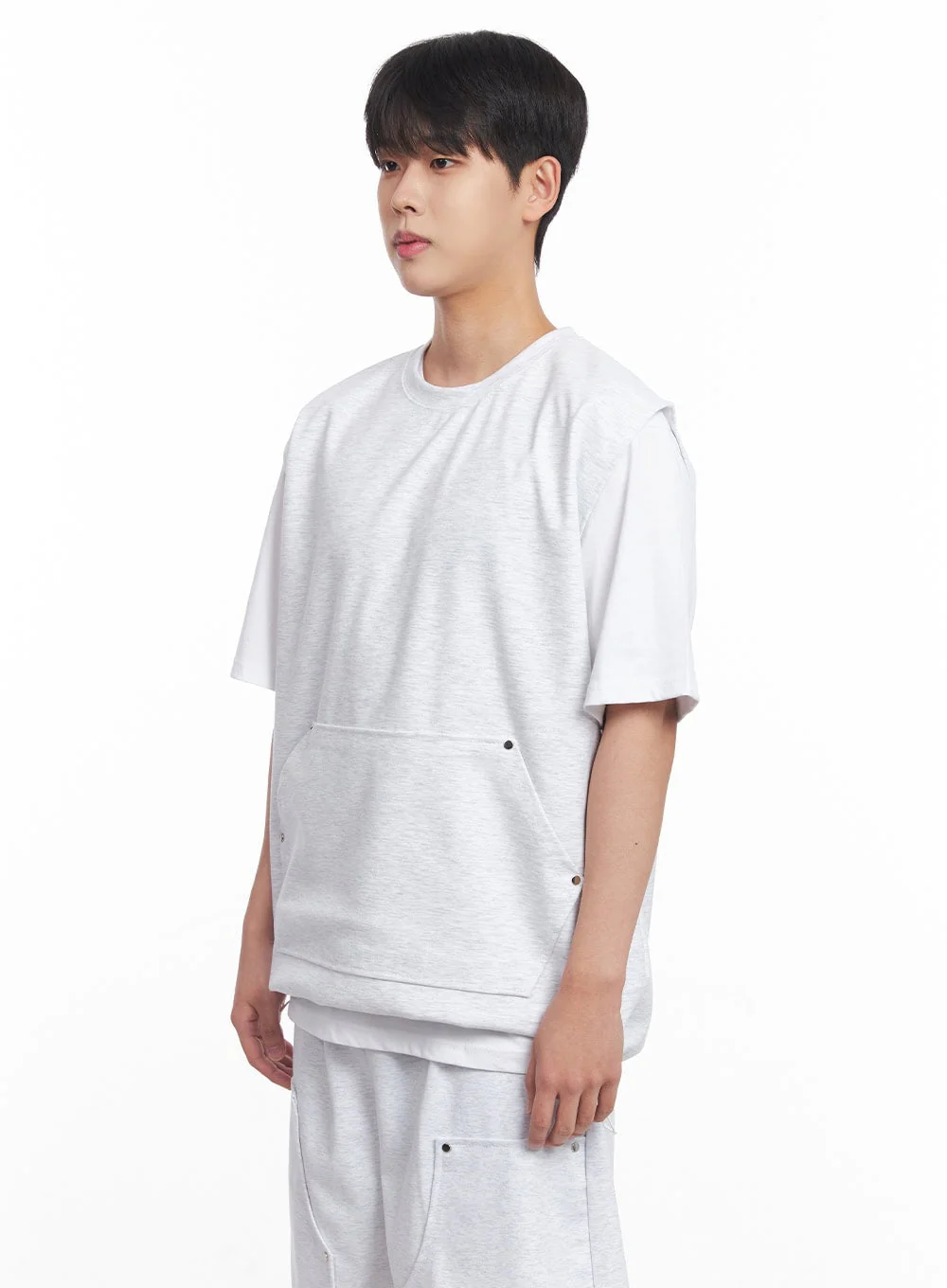 Men's Loose-Fit Cotton Pocketed Vest IY522 - Image 6