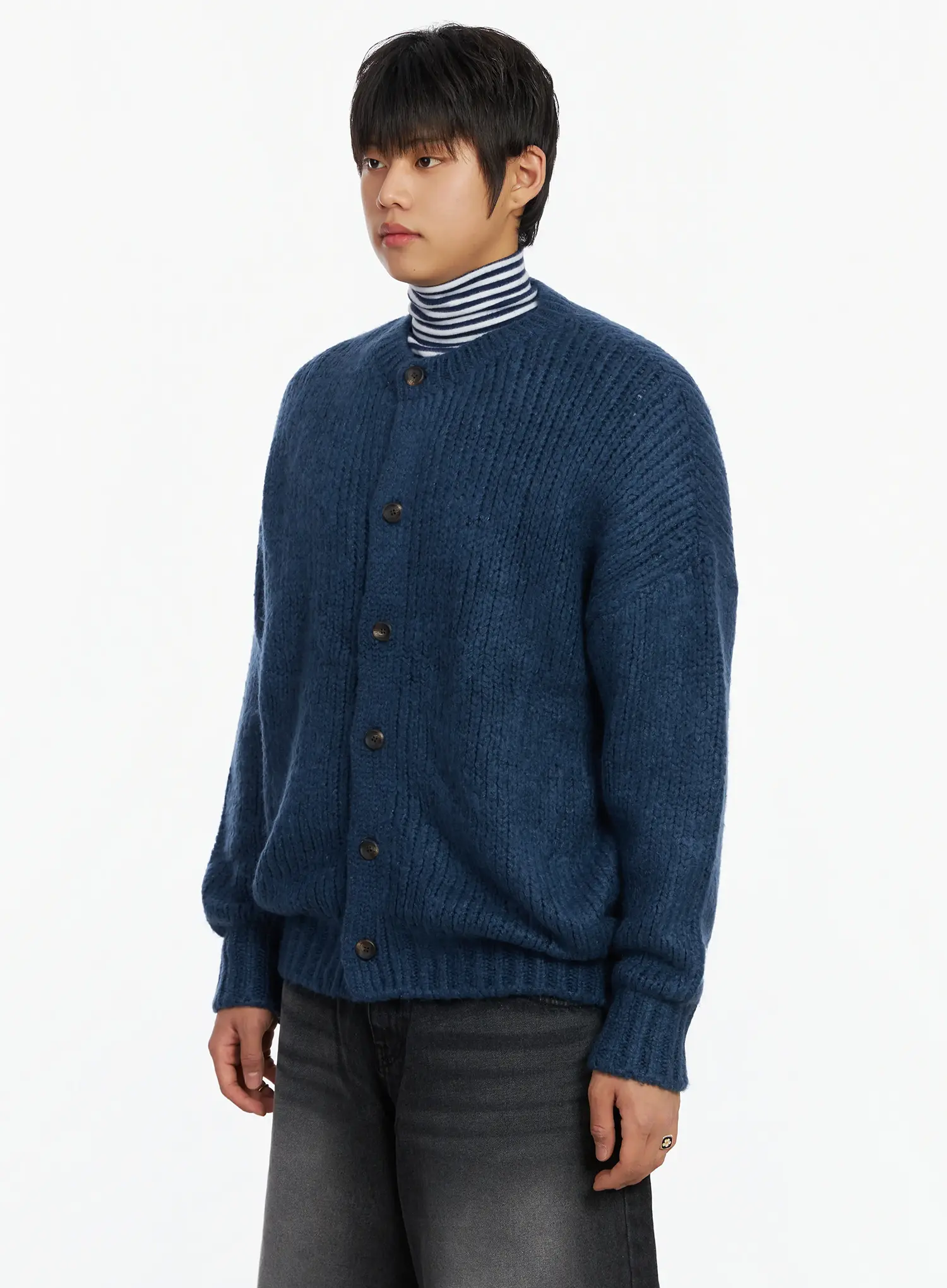 Men's Loose Fit Knit Cardigan IF503 - Image 4