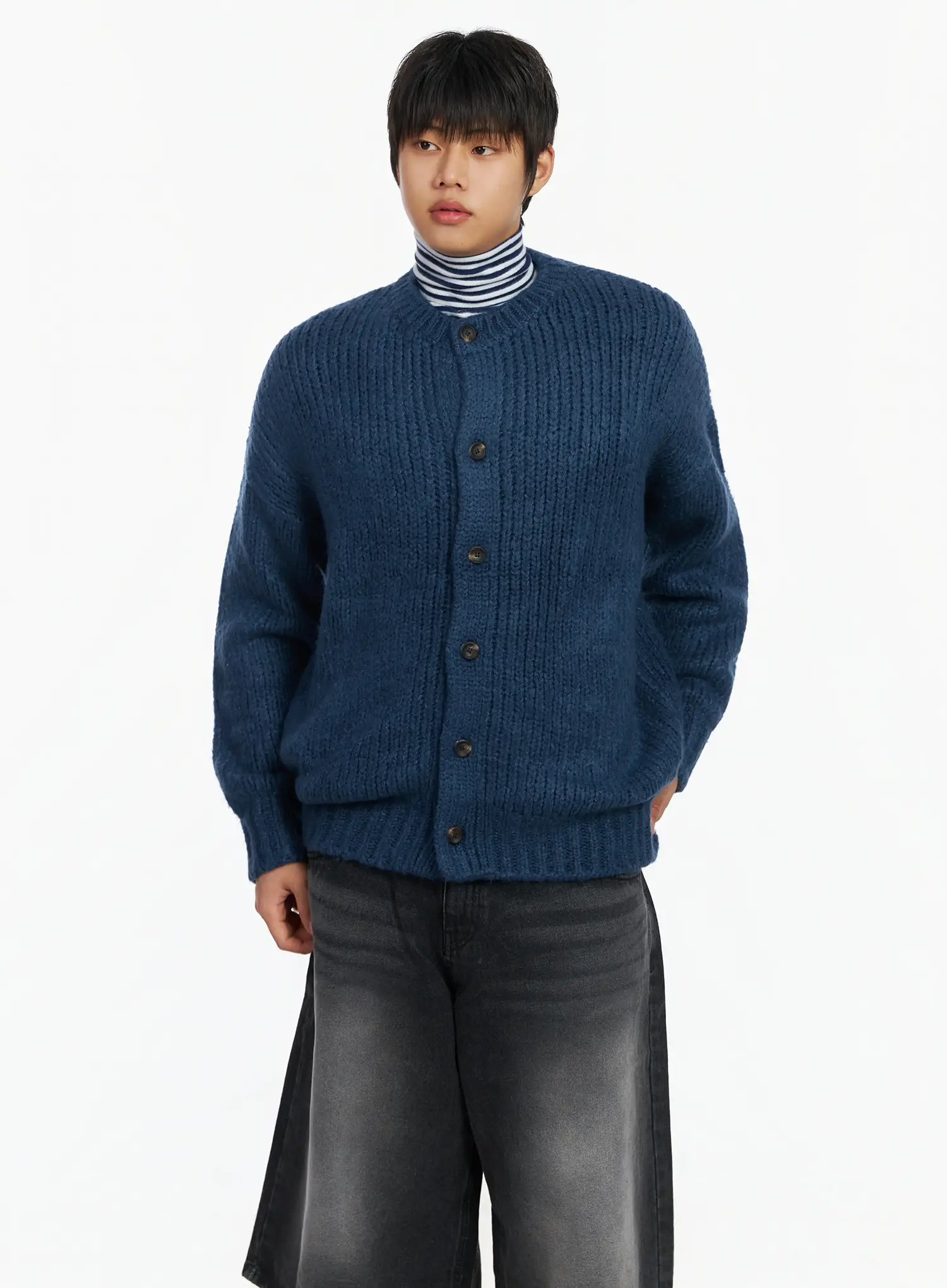 Men's Loose Fit Knit Cardigan IF503 - Image 6