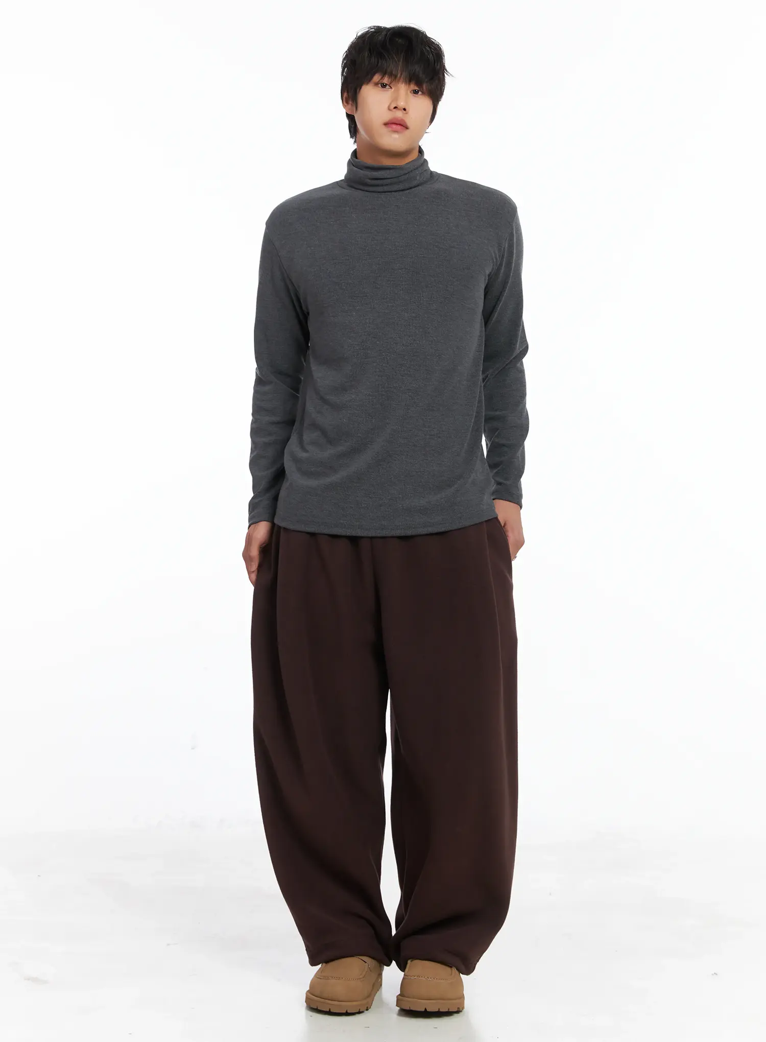 Men's Loose Fit Turtleneck Long Sleeve Top IJ512 - Image 6
