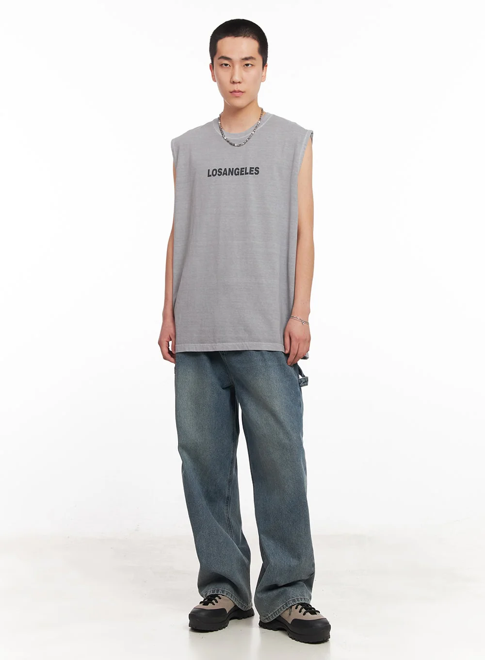 Men's Los Angeles Graphic Loose-Fit Sleeveless Shirt IY506 - Image 11