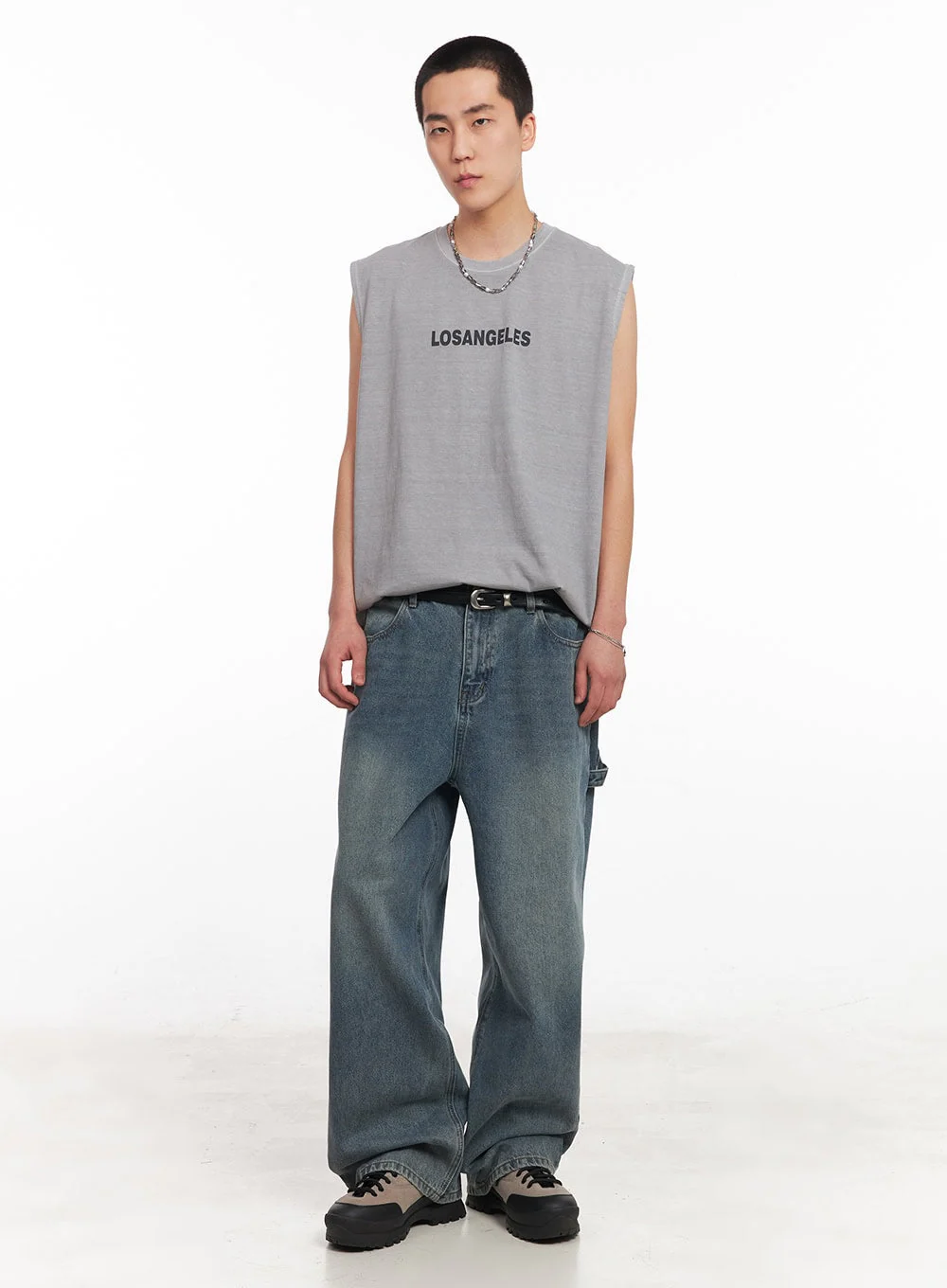 Men's Los Angeles Graphic Loose-Fit Sleeveless Shirt IY506 - Image 2
