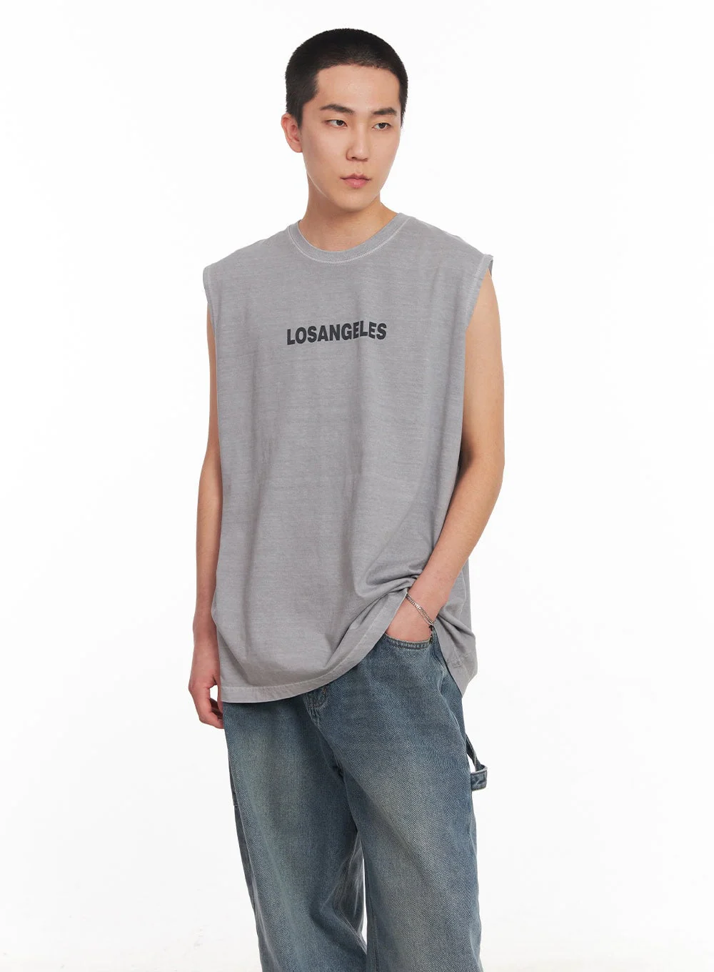 Men's Los Angeles Graphic Loose-Fit Sleeveless Shirt IY506 - Image 3