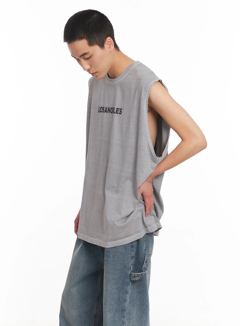Men's Los Angeles Graphic Loose-Fit Sleeveless Shirt IY506 - Image 4