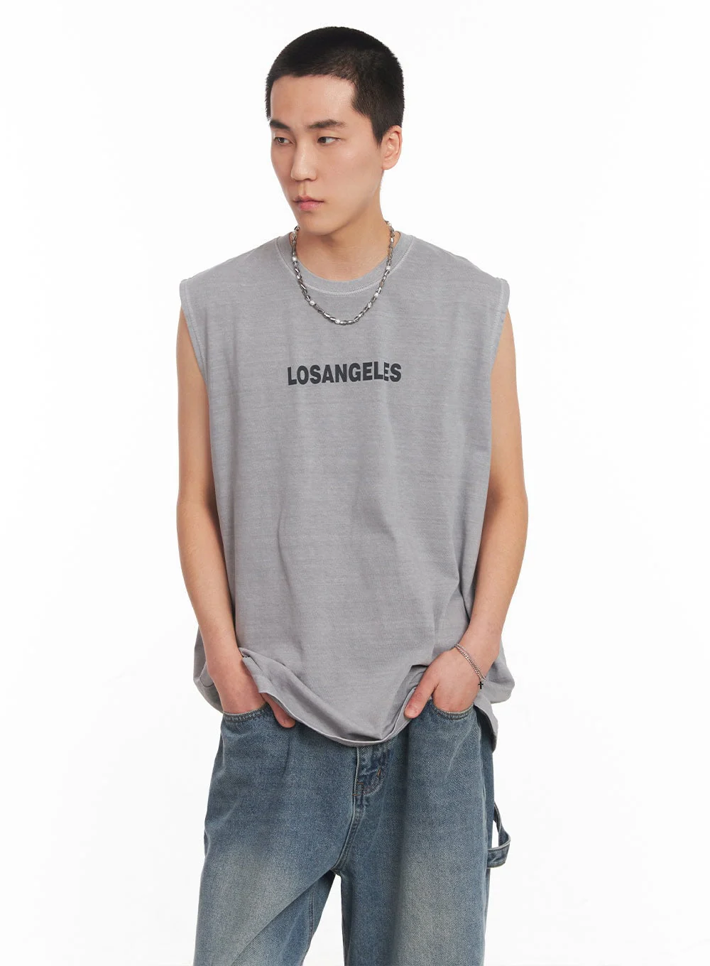 Men's Los Angeles Graphic Loose-Fit Sleeveless Shirt IY506 - Image 9