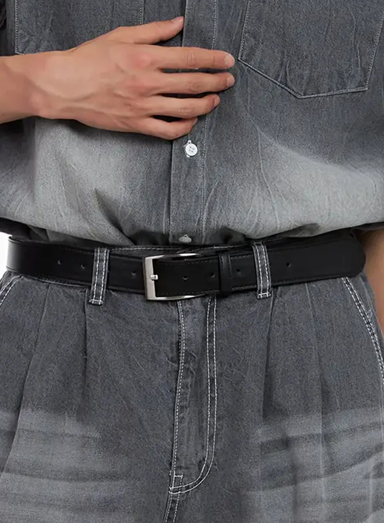 Men's Medium Square Buckle Belt IL516 - Image 5