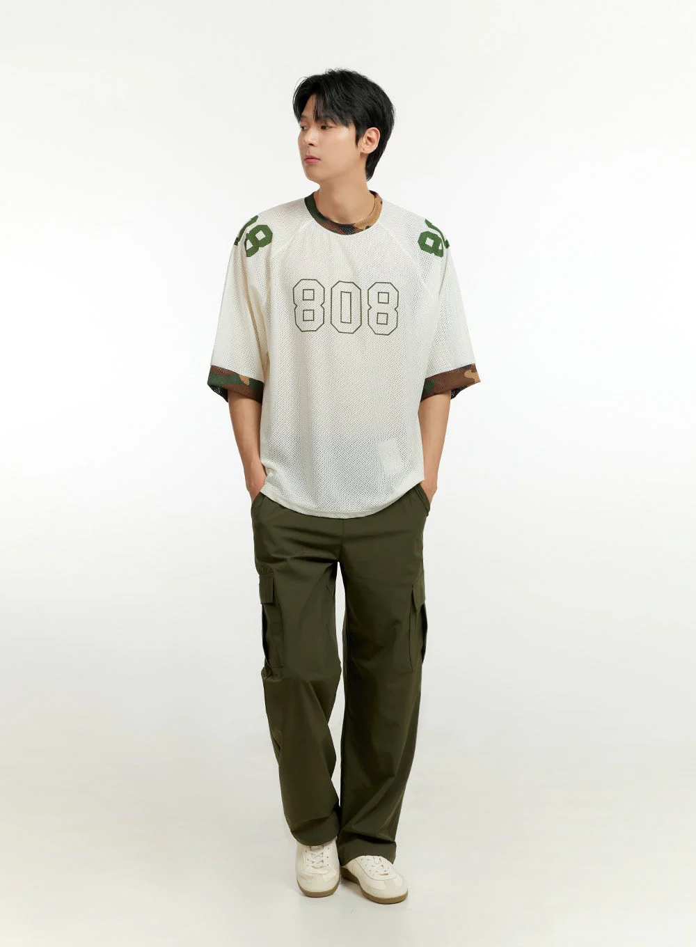 Men's Mesh Camo Raglan T-Shirt IL412 - Image 3