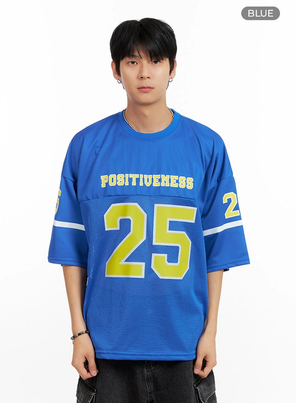 Men's Mesh Lettering Oversize T-Shirt IG402 - Image 9